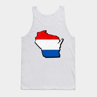 Red, White, and Blue Wisconsin Outline Tank Top